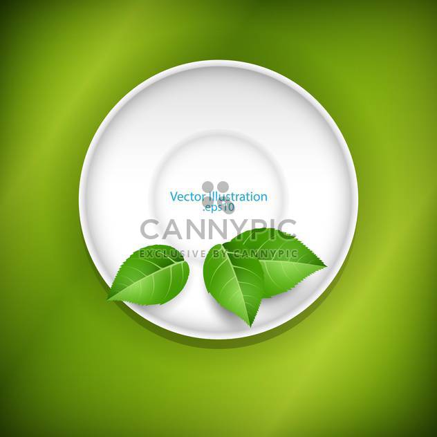 Green leaves on a white saucer - Free vector #128292
