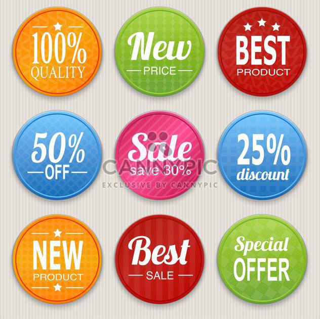 Set with colorful advertising shopping stickers - Kostenloses vector #128332