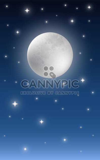Full moon on starry night sky background - Free vector #128362