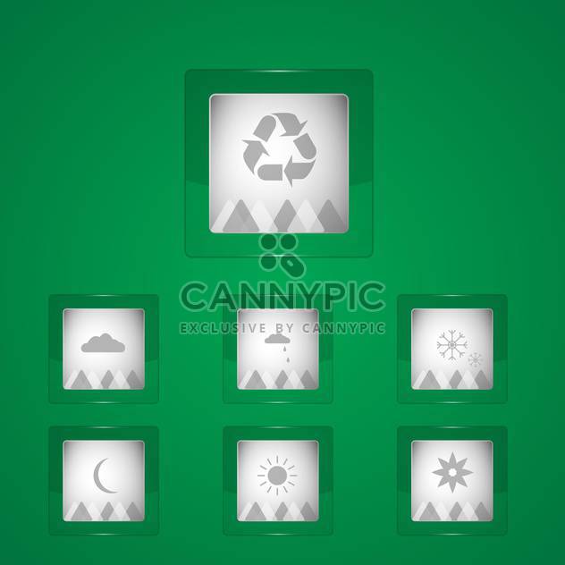 Vector Weather icons on green background - Free vector #128582