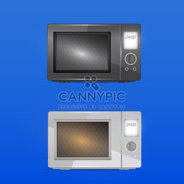 Vector illustration of black and white microwaves on blue background - Free vector #128602