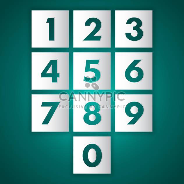Vector set of numbers from nine to zero on green background - vector gratuit #128762 