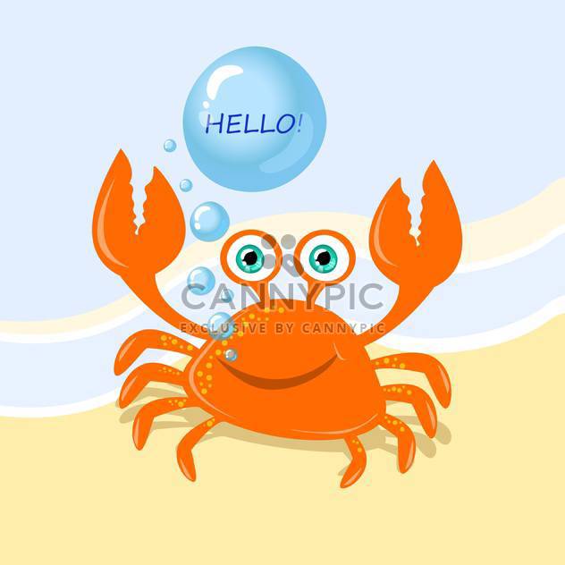 Funny cartoon crab with greeting message - vector gratuit #128932 