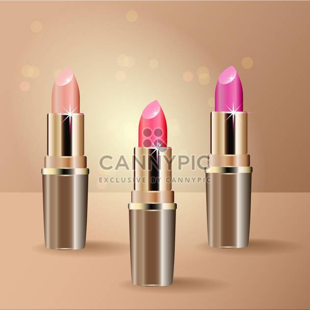 Vector illustration of three lipsticks on beige background - Free vector #128952