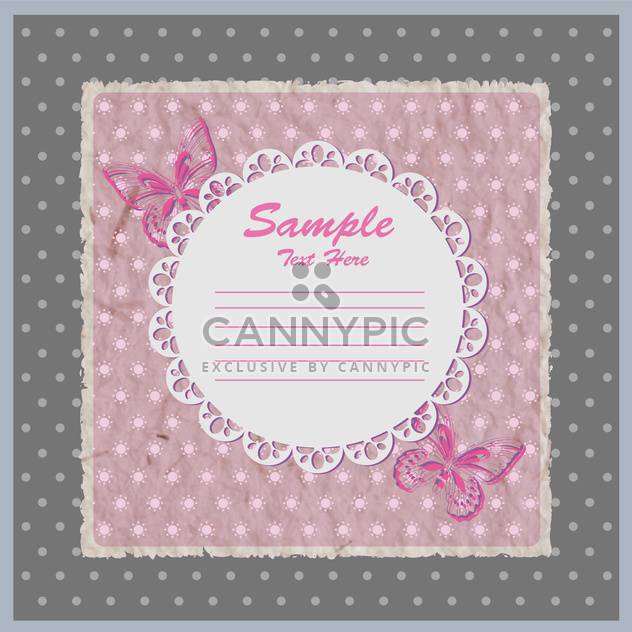 Vector pink card with lace frame with butterflies - vector #129312 gratis