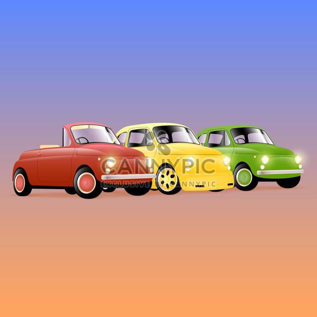 Vector illustration of three colorful retro cars - бесплатный vector #129412