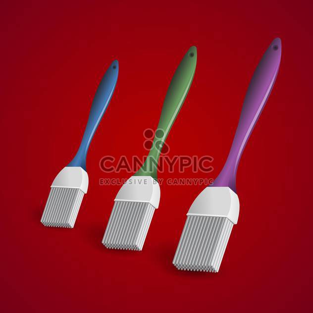 Vector illustration of three paintbrushes on red background. - Kostenloses vector #129422
