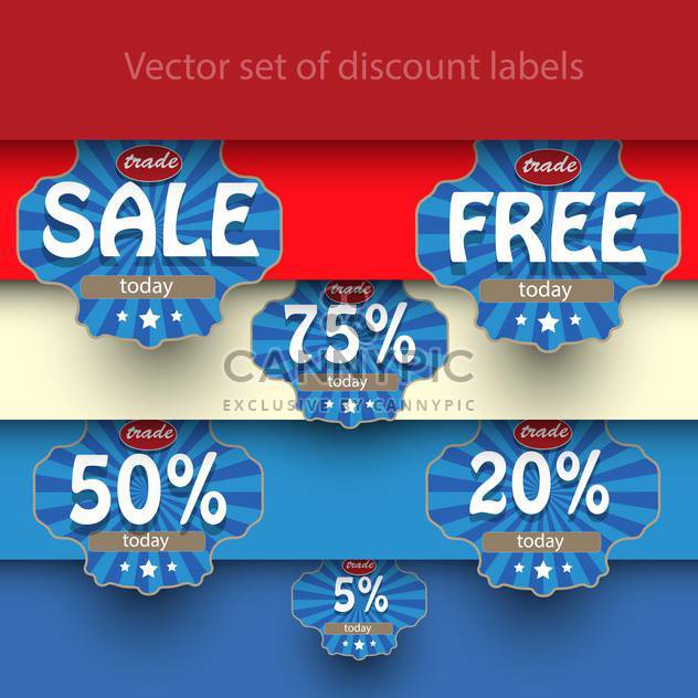 Vector set of sale labels on background with stripes - vector gratuit #129462 