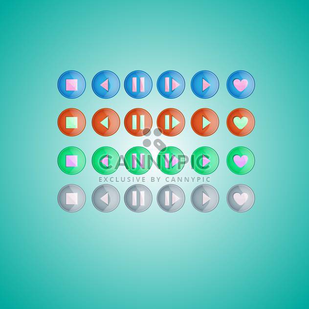 Vector set of round media player buttons on green background - vector #129522 gratis