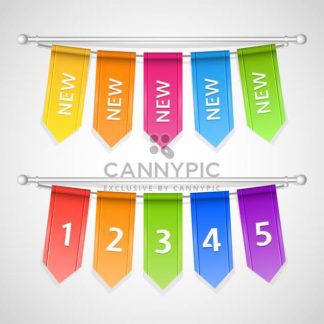 Vector set of colorful sale labels with numbers hanging on rope - Kostenloses vector #129642
