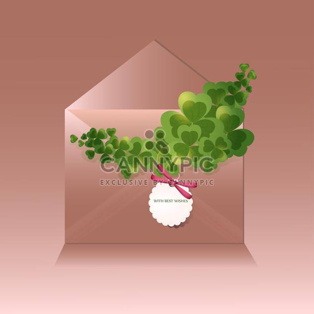 St Patricks day brown background with envelope and clover leaves - vector gratuit #129712 