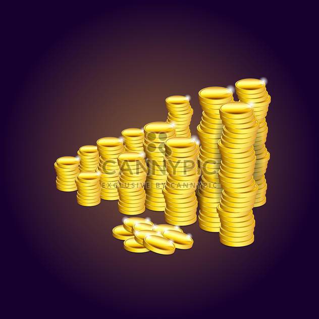 Vector illustration of stacks of gold coins on brown background - vector gratuit #129852 