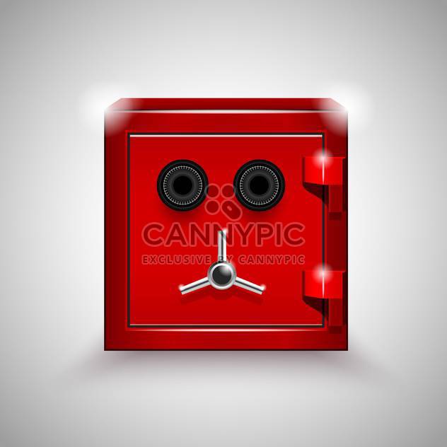 Vector illustration of red steel safe on grey background - Free vector #129952