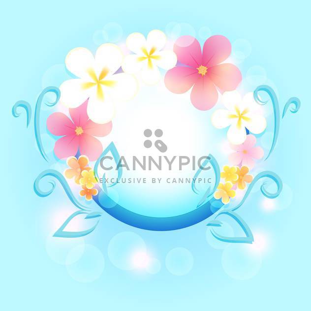 Spring frame with flowers on blue background - vector gratuit #130052 