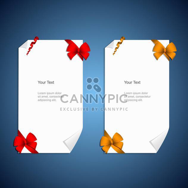 Card notes with gift bows with ribbons - бесплатный vector #130412