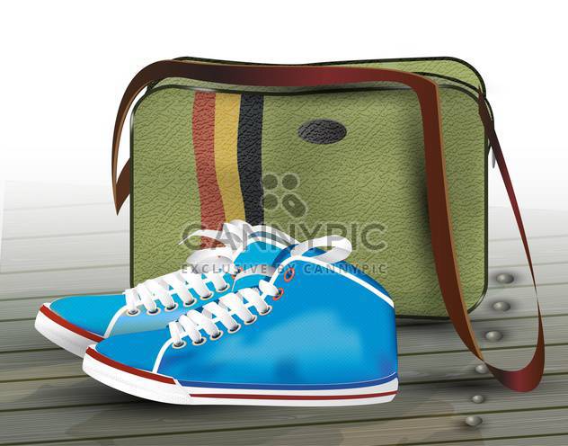 vector sneakers and bag illustration - Free vector #130502