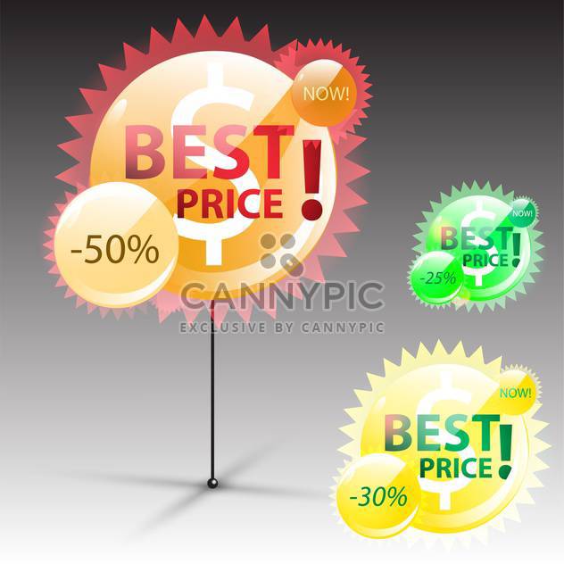 round shaped best price label on grey background - vector #130632 gratis