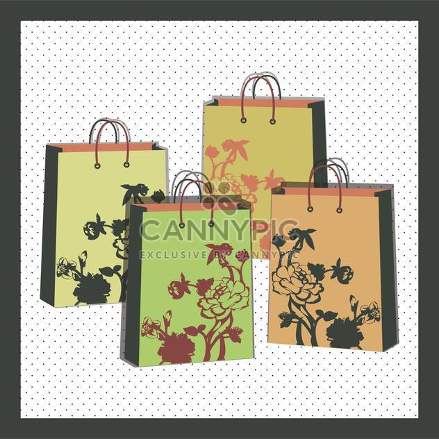 vector illustration of floral shopping bags - vector gratuit #130722 