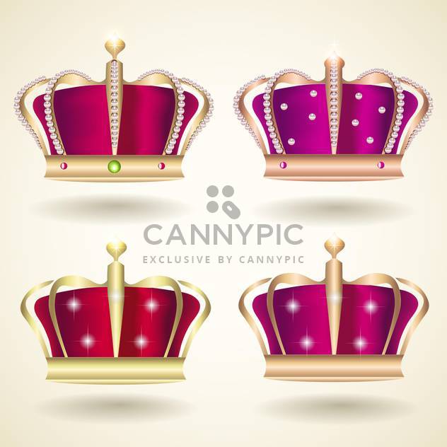 vector collection of red and violet crowns on beige background - vector gratuit #130782 