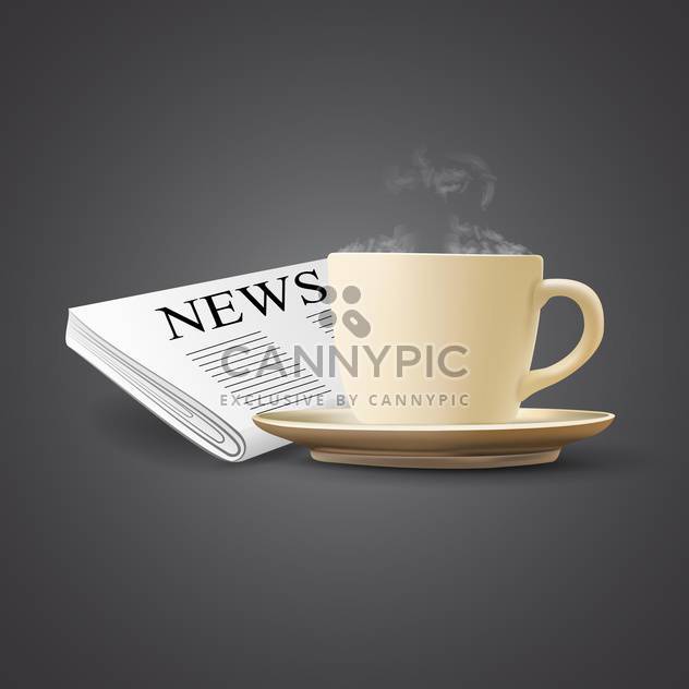 vector illustration of coffee cup and newspaper on grey background - бесплатный vector #130822