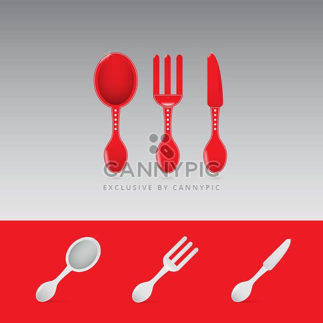 Set of two red restaurant sign with spoon, fork and knife - vector #130912 gratis