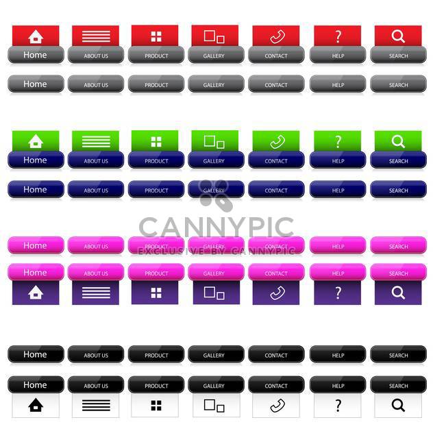 Web site design template navigation elements with icons set - Free vector #130922