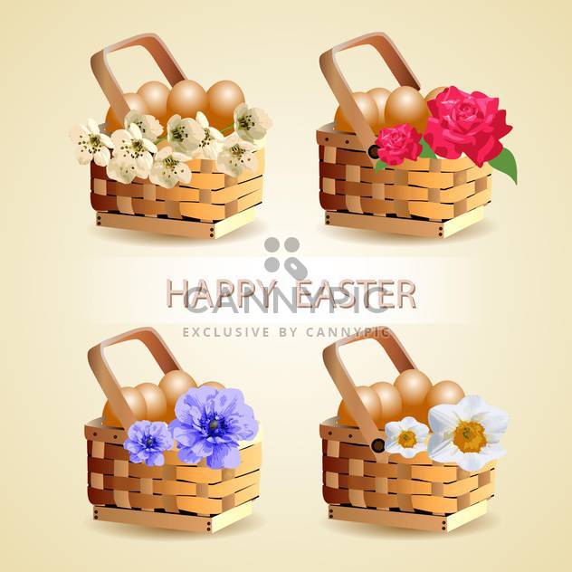 Easter eggs in basket with spring flowers decoration - vector #131122 gratis