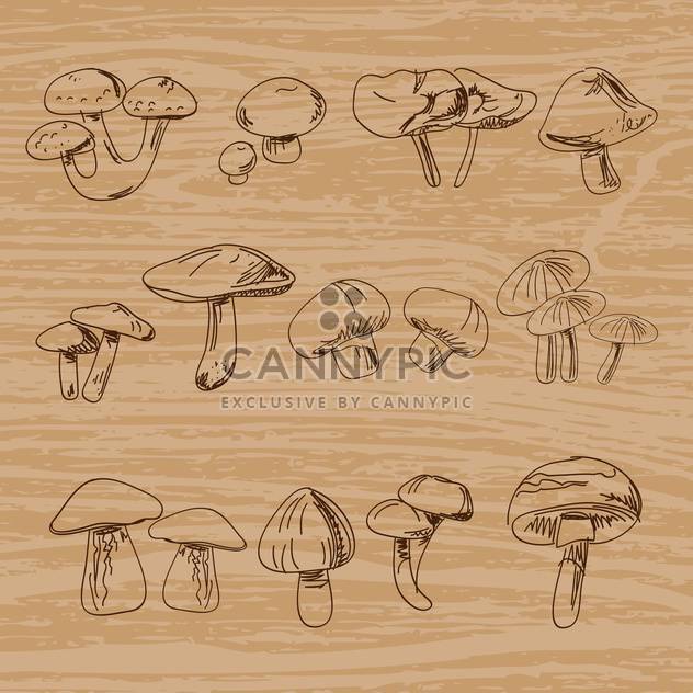 Set of hand-drawn vintage mushrooms - Kostenloses vector #131262