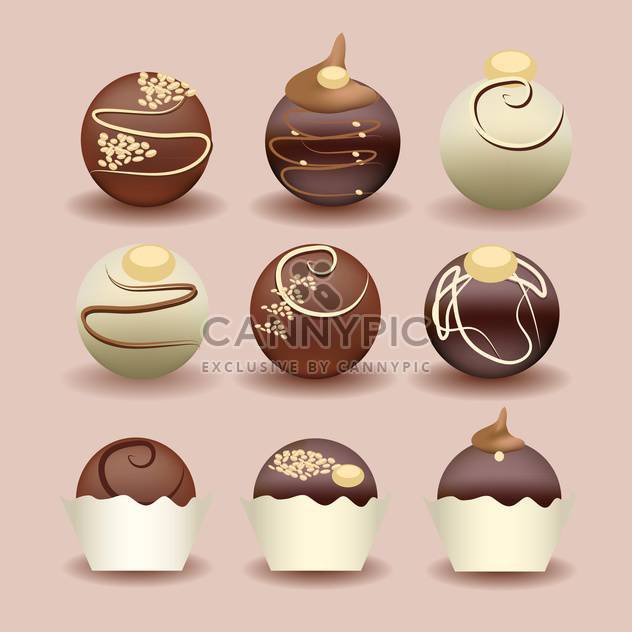 illustration of isolated set of chocolate cakes - vector gratuit #131342 