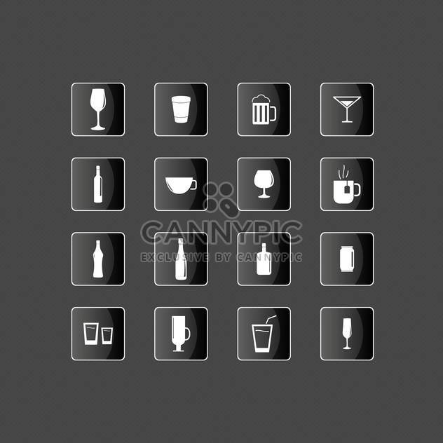 Drink icons set on black background - vector gratuit #131622 