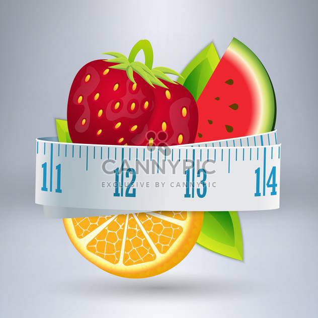 Vector illustration of fruits with measuring tape - vector #131732 gratis