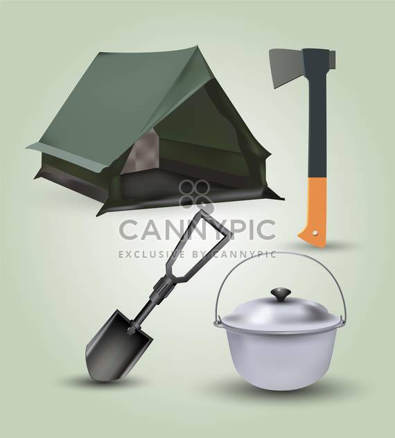 Vector set of hike and tourism equipment - Free vector #131742