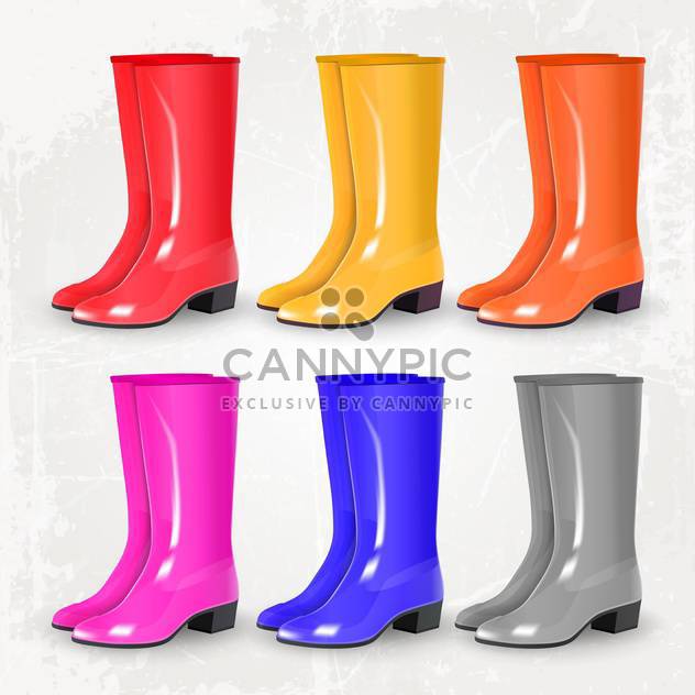 Colored rubber boots vector set - vector #131872 gratis