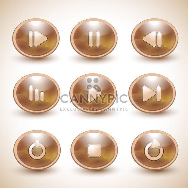 Set of vector brown media player buttons - vector gratuit #131962 
