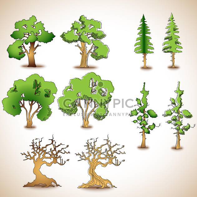 set of green and dry trees,vector illustration - vector #132282 gratis