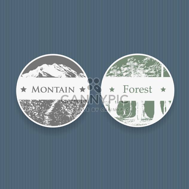 vintage style labels for mountain and forest,vector illustration - vector gratuit #132312 