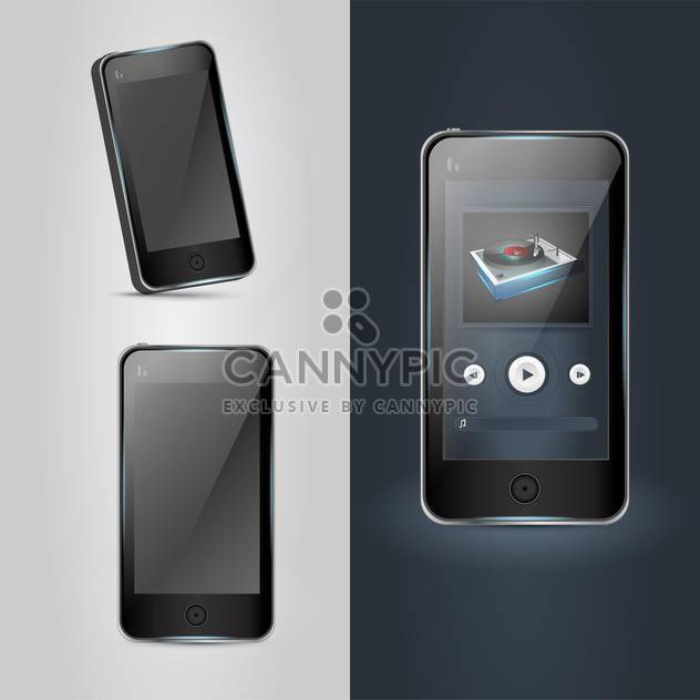Mobile phone icons - gray and black sides ,vector illustration - Kostenloses vector #132392