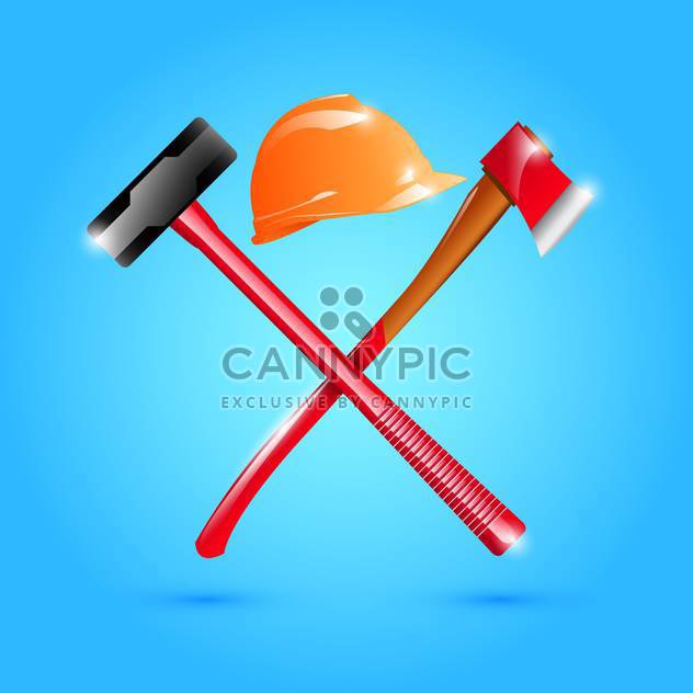 Helmet, hammer and axe illustration - vector gratuit #132882 