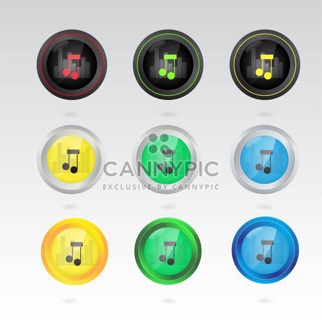 music note buttons set - vector gratuit #132922 