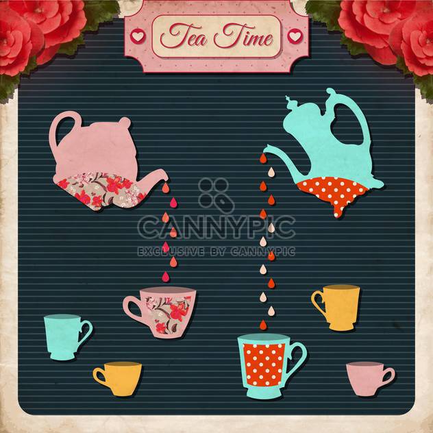 afternoon tea time vector background - vector gratuit #133552 