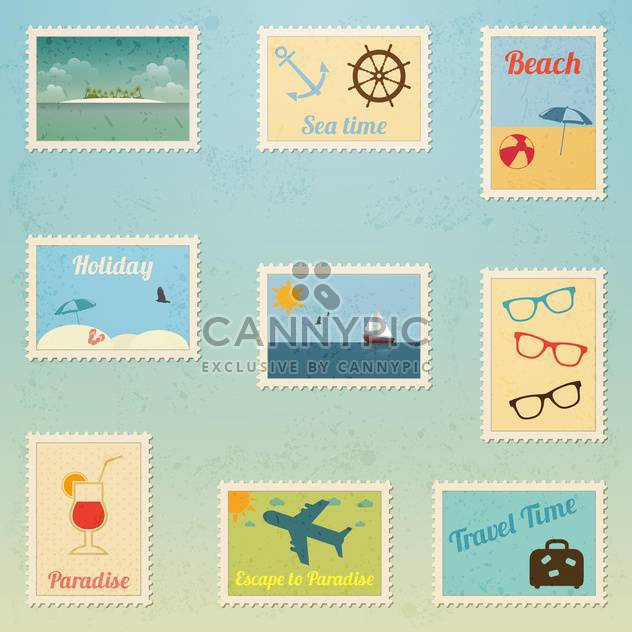 set of travel postage stamp - Free vector #134052