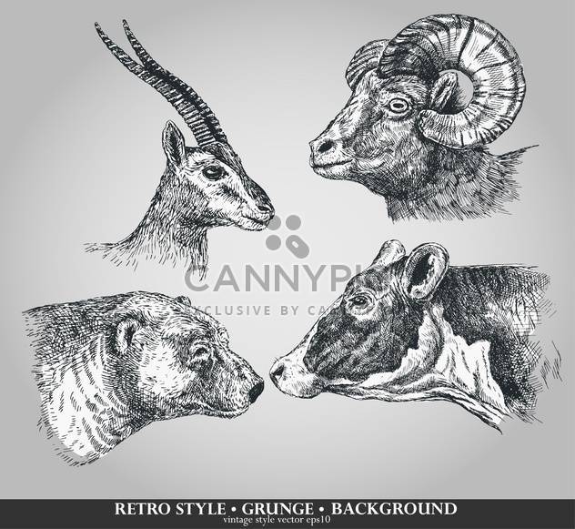 set of animals cow, sheep, goat and bear - Free vector #135102