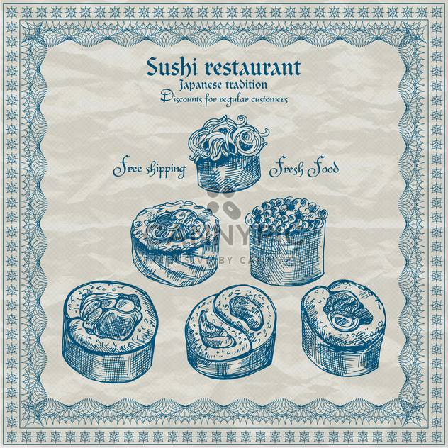 vintage sushi restaurant banner vector illustration - бесплатный vector #135202