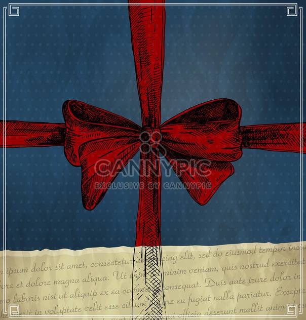 greeting card with red bow in retro style - vector gratuit #135232 
