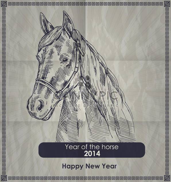 Year of horse vintage style poster - vector gratuit #135302 